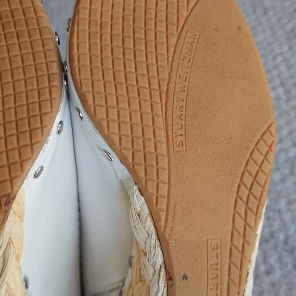 Stuart Weitzman white leather peep toe wedges size 6.5N - Picture 11 of 14